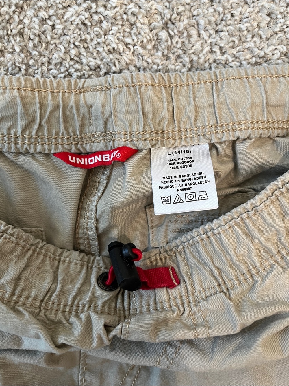 Kids Cargo Shorts - Navy and Khaki - Elastic Waist with Pockets - Picture 2 of 4